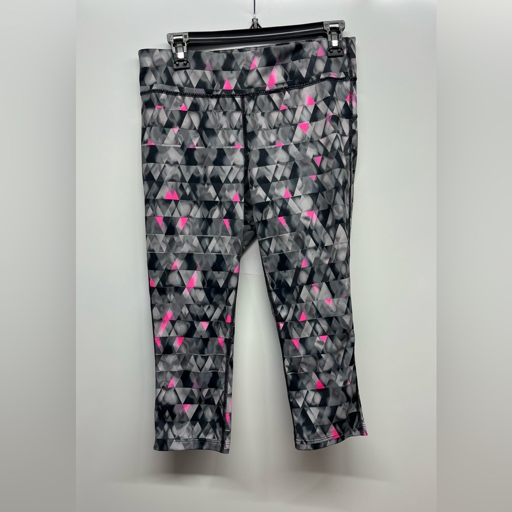 Gray and Pink Geometric Leggings- Medium